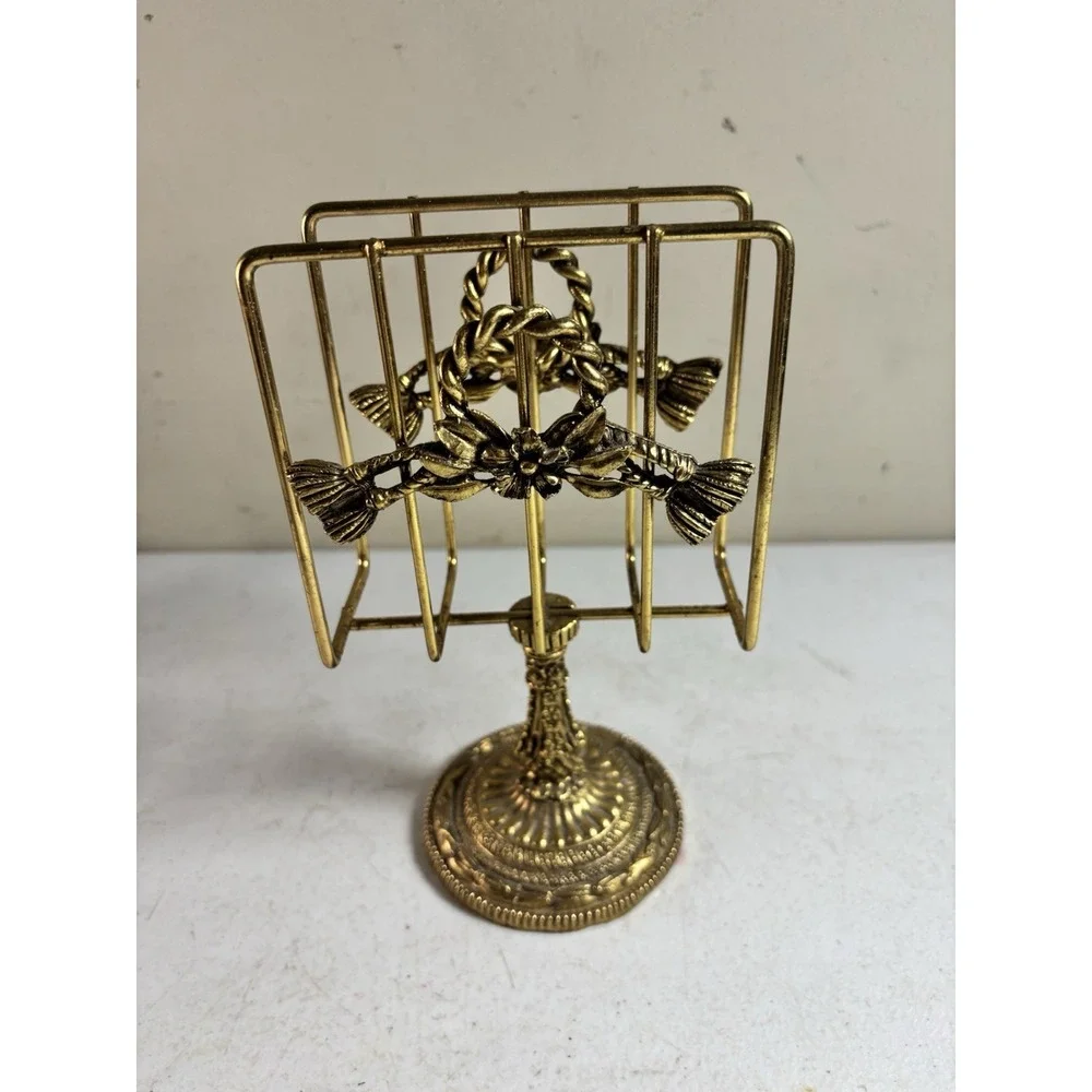 Vtg Matson Stylebuilt Guest Towel Napkin Holder Gold Gilt Tassels‎ Ormolu Metal